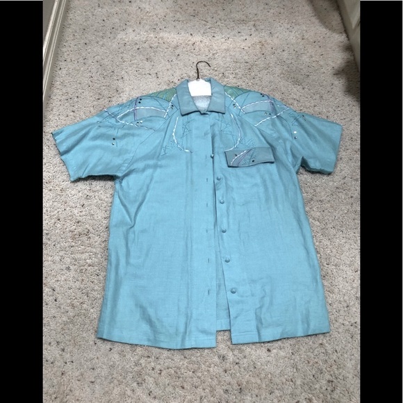 Sz 8 Lillie Rubin Teal Linen/Leather 2 Pc Vintage - Picture 5 of 12